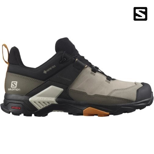 Salomon X Ultra 4 Leather GTX Men's Hiking Shoes Black / Khaki | CA 35Q41